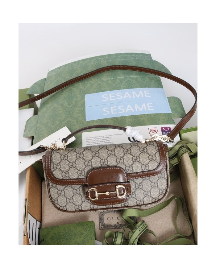 Gucci Classic Horsebit Canvas Shoulder Bag