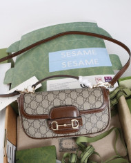 Gucci Classic Horsebit Canvas Shoulder Bag