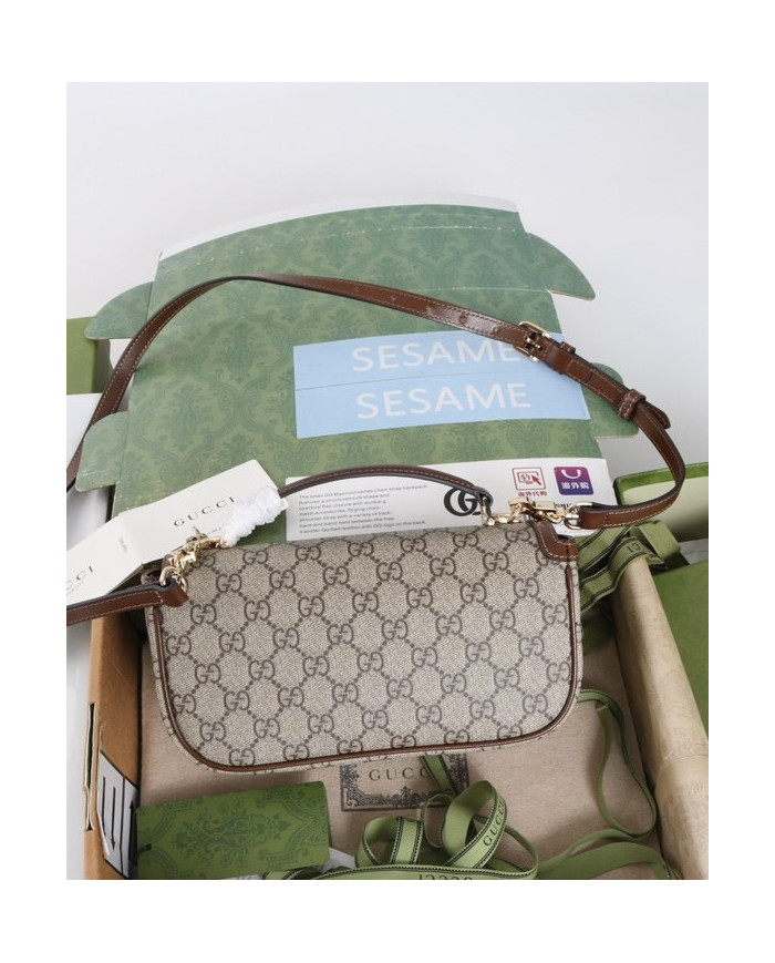 Gucci Classic Horsebit Canvas Shoulder Bag