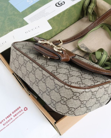 Gucci Classic Horsebit Canvas Shoulder Bag