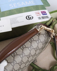 Gucci Classic Horsebit Canvas Shoulder Bag