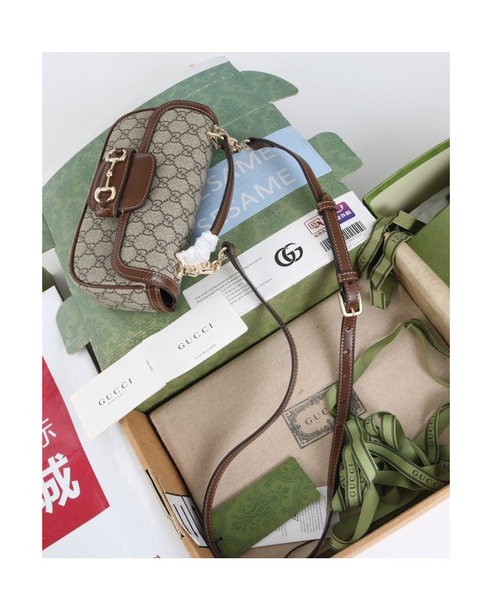 Gucci Classic Horsebit Canvas Shoulder Bag