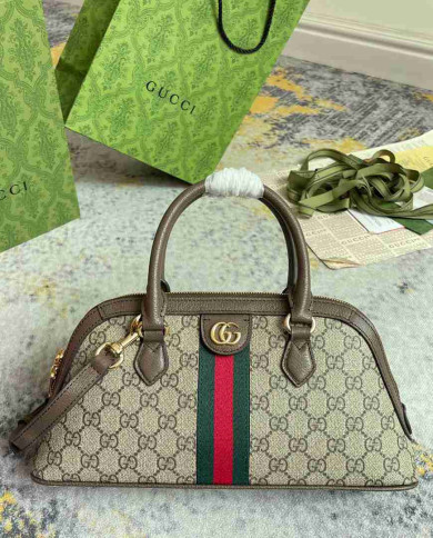 GUCCI Classic Top Handle Bag with Signature Web Stripe