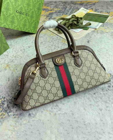 GUCCI Classic Top Handle Bag with Signature Web Stripe