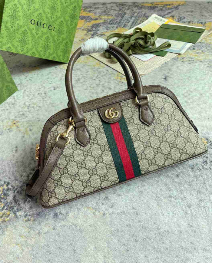 GUCCI Classic Top Handle Bag with Signature Web Stripe