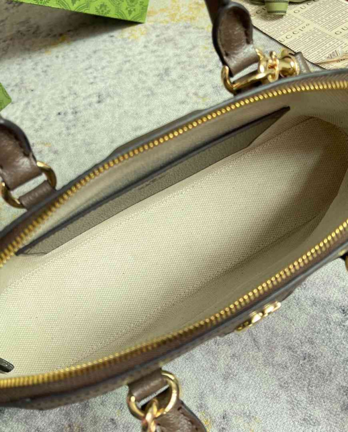 GUCCI Classic Top Handle Bag with Signature Web Stripe