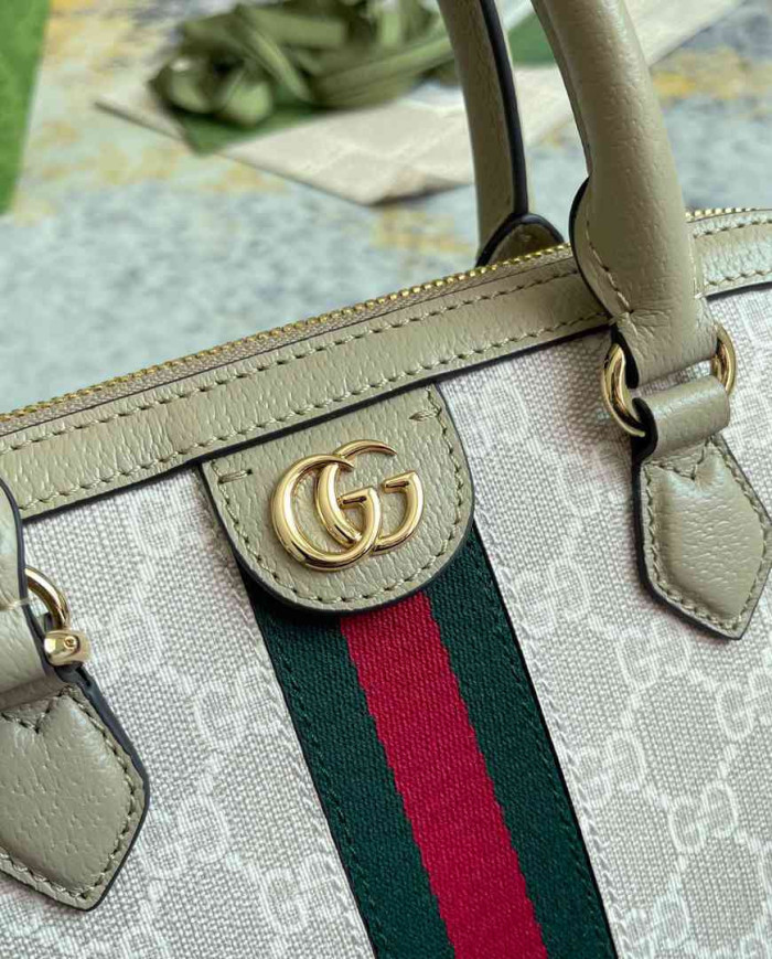 GUCCI Classic Top Handle Bag with Signature Web Stripe