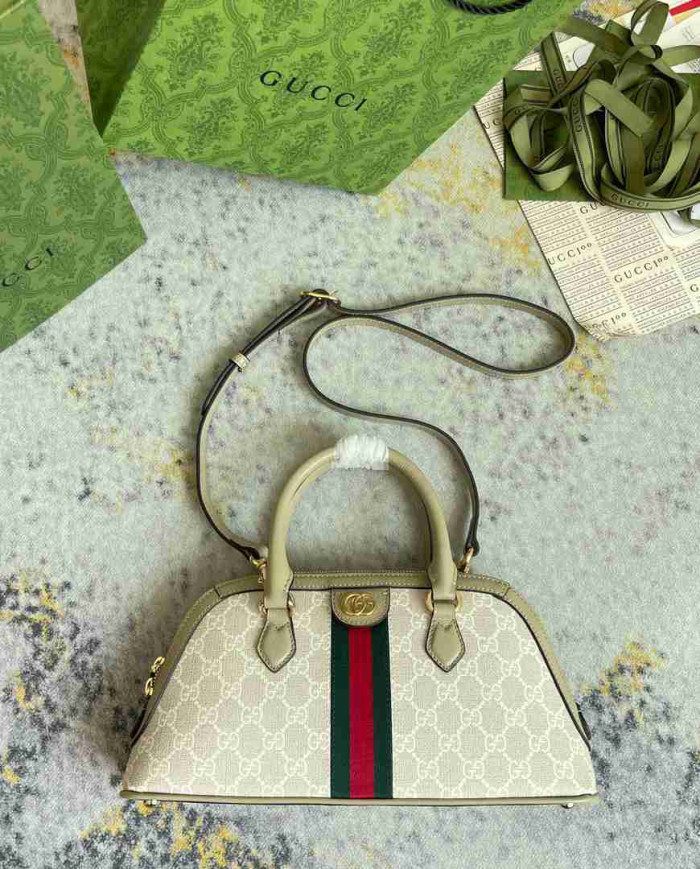 GUCCI Classic Top Handle Bag with Signature Web Stripe