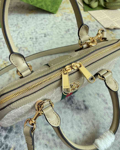 GUCCI Classic Top Handle Bag with Signature Web Stripe