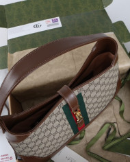 Gucci Classic Horsebit Canvas Shoulder Bag