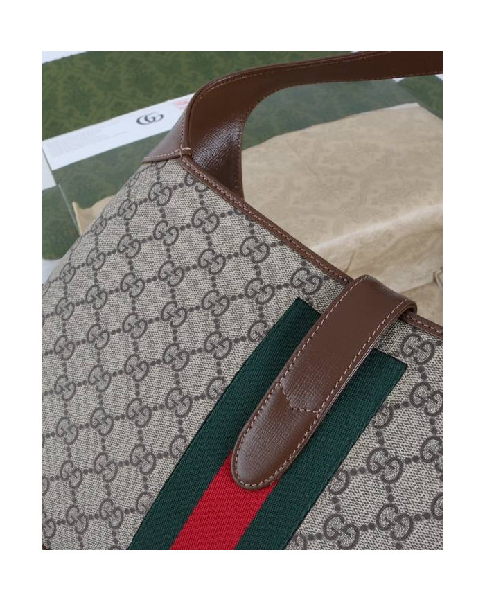 Gucci Classic Horsebit Canvas Shoulder Bag