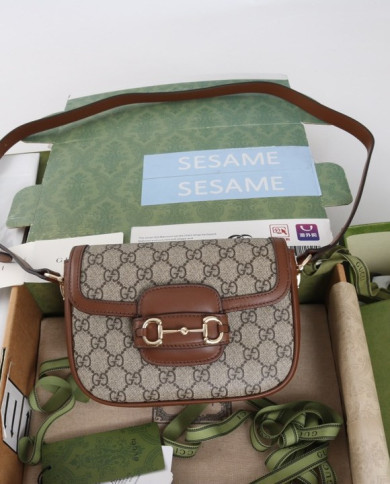 GUCCI Horsebit 1955 GG Canvas Crossbody Bag
