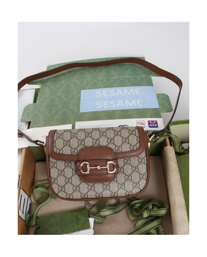 GUCCI Horsebit 1955 GG Canvas Crossbody Bag