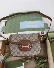 GUCCI Horsebit 1955 GG Canvas Crossbody Bag