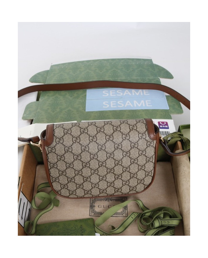 GUCCI Horsebit 1955 GG Canvas Crossbody Bag