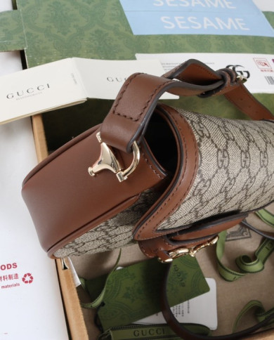GUCCI Horsebit 1955 GG Canvas Crossbody Bag