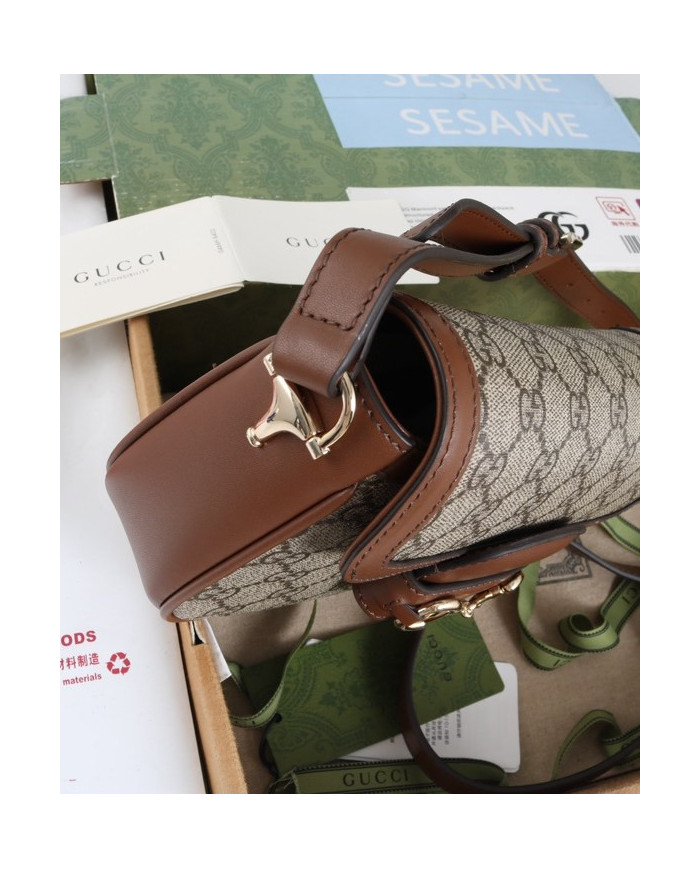 GUCCI Horsebit 1955 GG Canvas Crossbody Bag