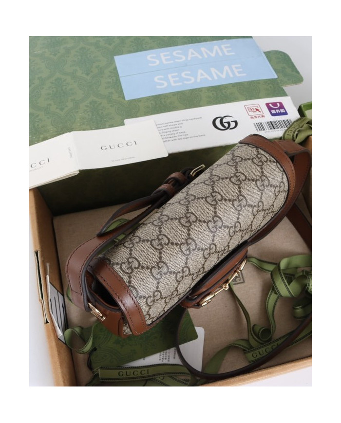 GUCCI Horsebit 1955 GG Canvas Crossbody Bag