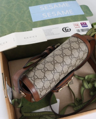 GUCCI Horsebit 1955 GG Canvas Crossbody Bag