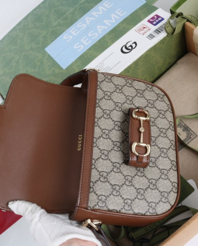 GUCCI Horsebit 1955 GG Canvas Crossbody Bag