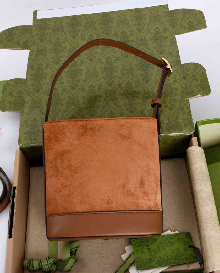 Gucci Horsebit Suede Leather Bucket Bag