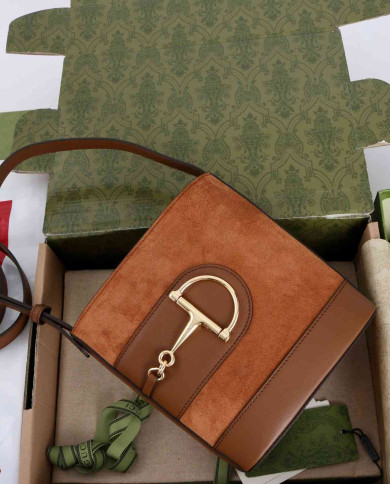 Gucci Horsebit Suede Leather Bucket Bag