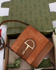 Gucci Horsebit Suede Leather Bucket Bag