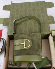 Gucci Horsebit Suede Leather Bucket Bag