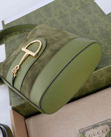 Gucci Horsebit Suede Leather Bucket Bag