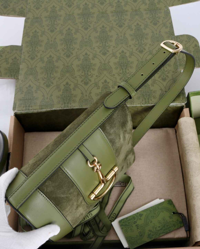 Gucci Horsebit Suede Leather Bucket Bag