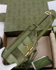 Gucci Horsebit Suede Leather Bucket Bag