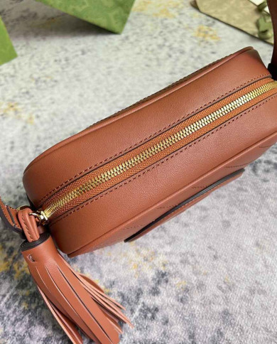 Gucci GG Embossed Leather Camera Bag with Tassel