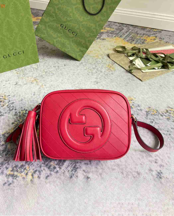 Gucci GG Embossed Leather Camera Bag with Tassel
