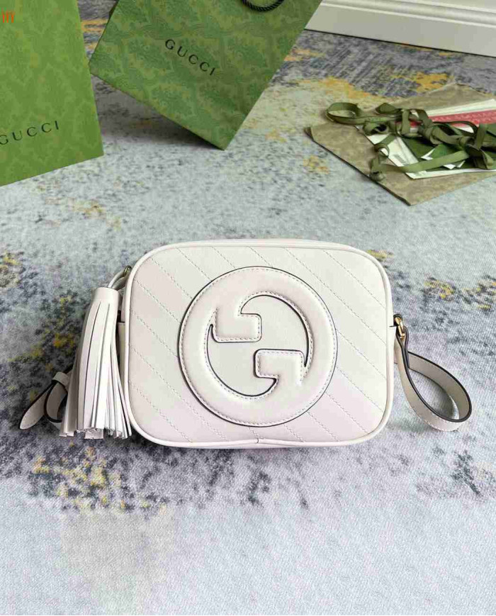 Gucci GG Embossed Leather Camera Bag with Tassel