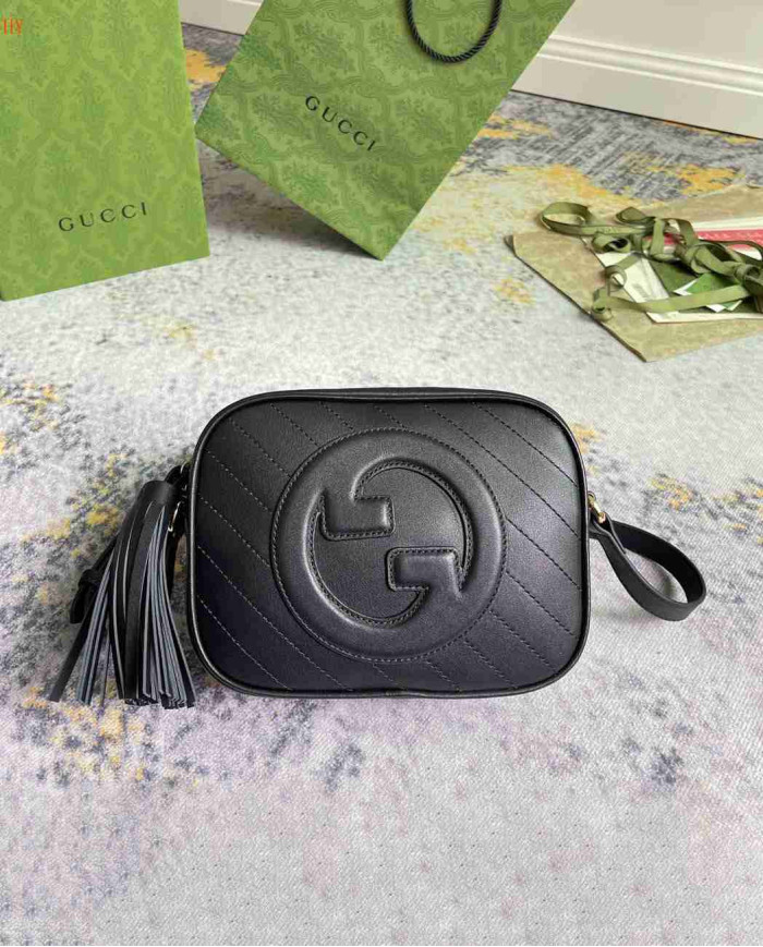 Gucci GG Embossed Leather Camera Bag with Tassel