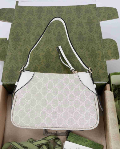 Gucci GG Supreme Leather Trim Shoulder Bag