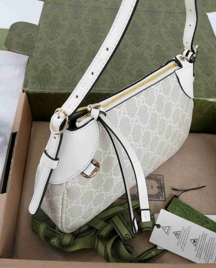 Gucci GG Supreme Leather Trim Shoulder Bag