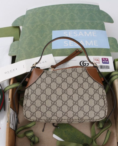 Gucci GG Supreme Leather Trim Shoulder Bag