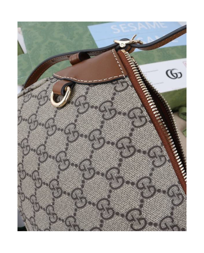 Gucci GG Supreme Leather Trim Shoulder Bag