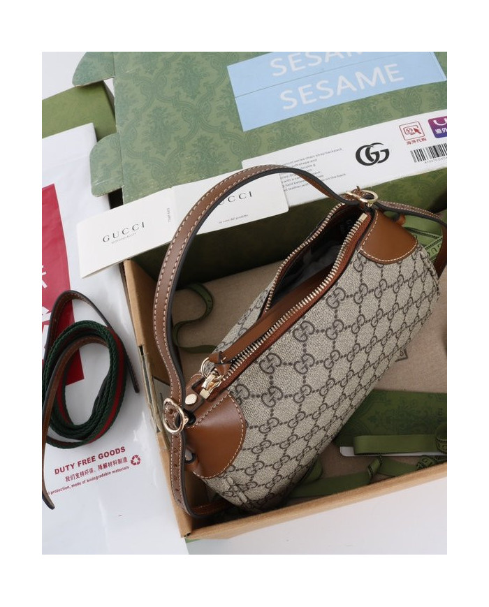 Gucci GG Supreme Leather Trim Shoulder Bag