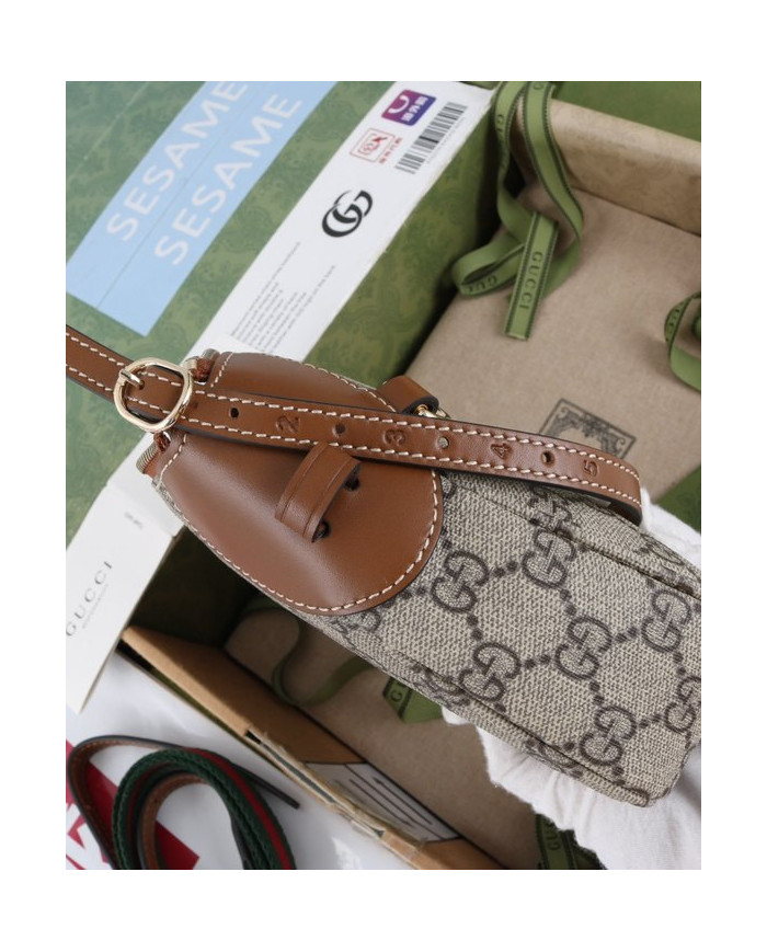 Gucci GG Supreme Leather Trim Shoulder Bag