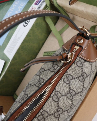 Gucci GG Supreme Leather Trim Shoulder Bag