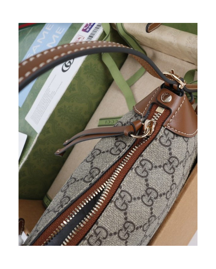 Gucci GG Supreme Leather Trim Shoulder Bag