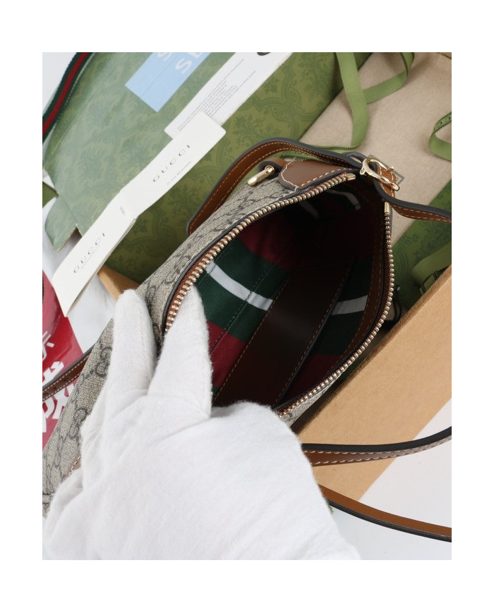 Gucci GG Supreme Leather Trim Shoulder Bag
