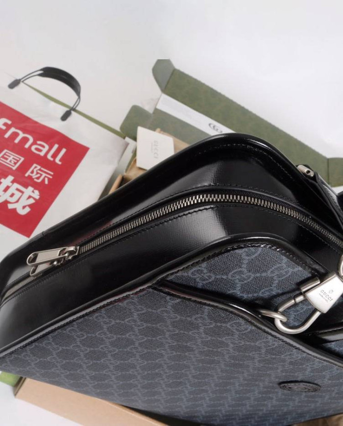 GUCCI GG Black Briefcase with Detachable Strap