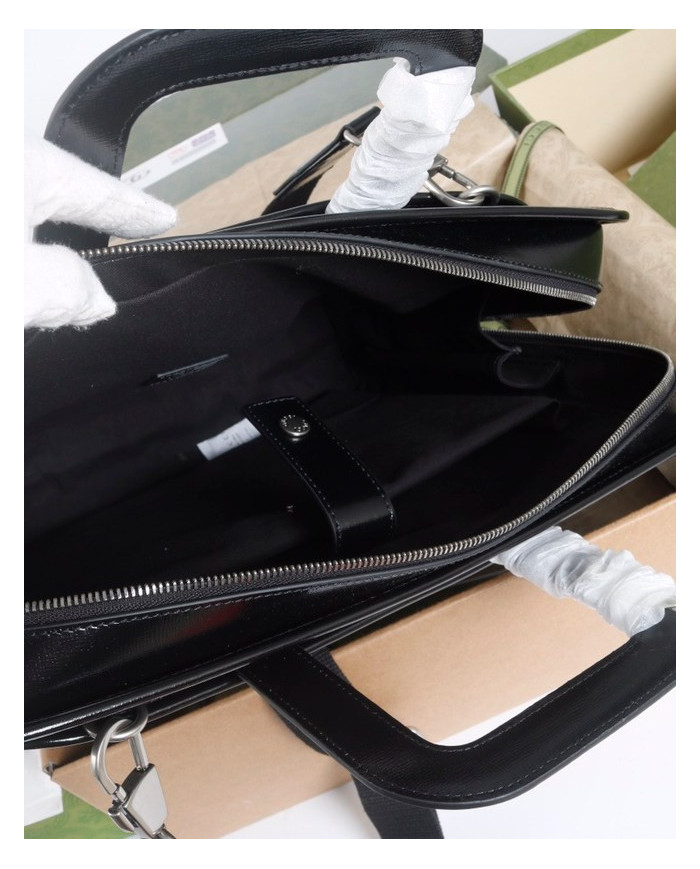 GUCCI GG Black Briefcase with Detachable Strap