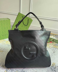 Large GG Embossed Leather Tote Bag with Top Handle