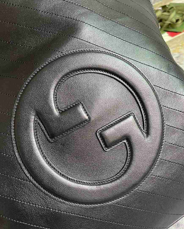 Large GG Embossed Leather Tote Bag with Top Handle