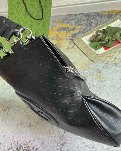 Large GG Embossed Leather Tote Bag with Top Handle