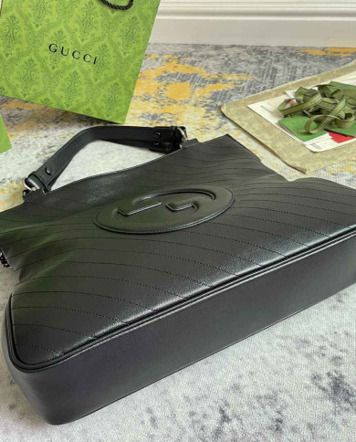 Large GG Embossed Leather Tote Bag with Top Handle